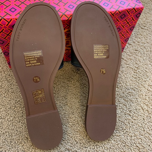 NEW 9.5 Tory Burch Ines Mesh Slide Black NavyGreen - Picture 9 of 10